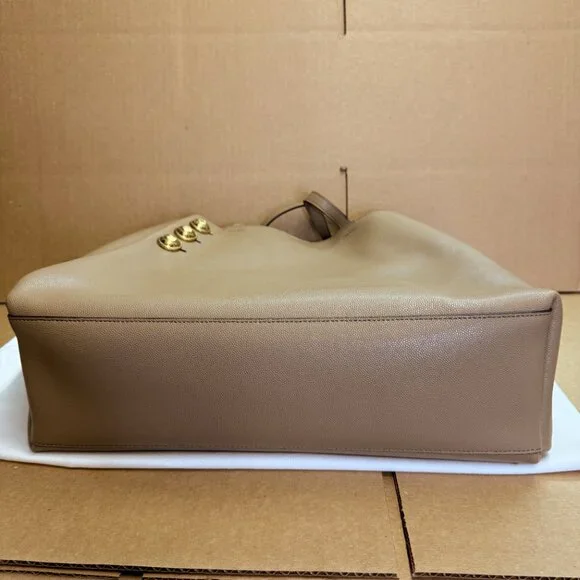 Balmain Embleme Medium Leather Shoulder Bag – Taupe - Picture 9 of 13